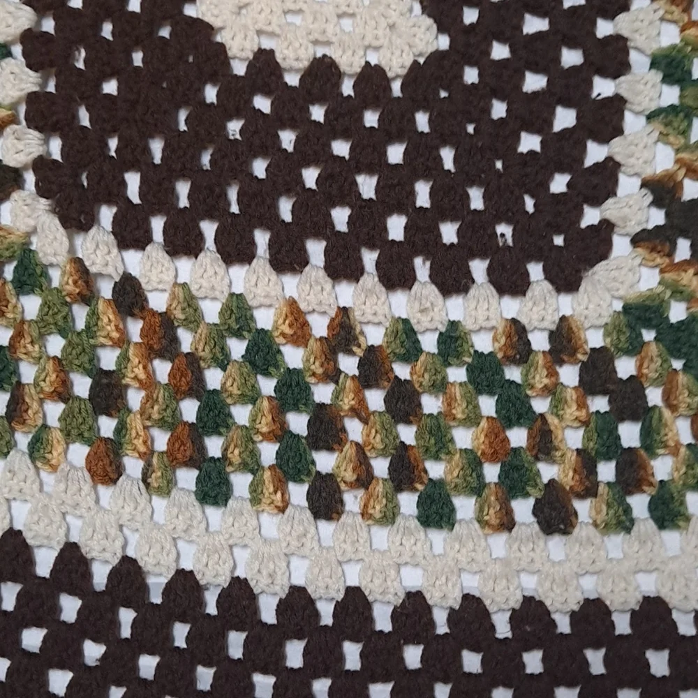 Camo Country Open Crochet Handmade Afghan Approximately Twin Size